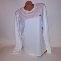 Speedo T Shirt Mens Medium Solid White Quick Dry UPF 50+ Long Sleeve Athletic