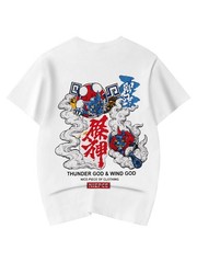 Niepce Japanese Streetwear T-Shirt Thunder and Wind God Graphic Tee for Men