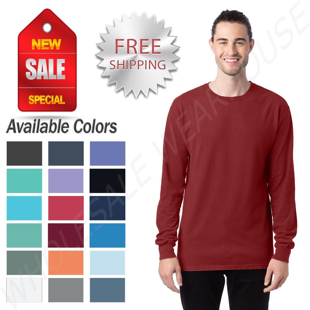 Hanes Mens ComfortWash 100% Cotton Long Sleeve Garment-Dyed T-Shirt GDH200