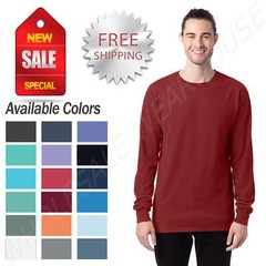 Hanes Mens ComfortWash 100% Cotton Long Sleeve Garment-Dyed T-Shirt GDH200