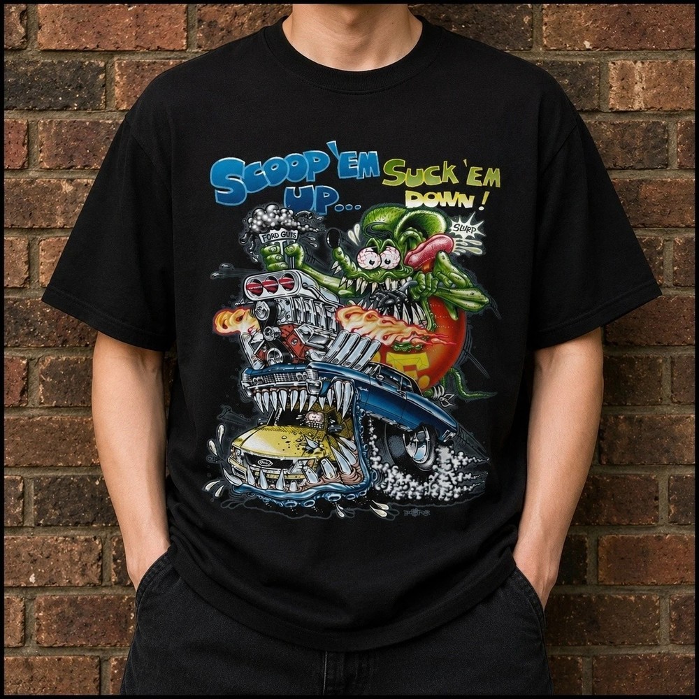 Ed Roth Rat Fink Black Cotton T Shirt