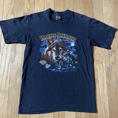 Vintage Harley Davidson T-Shirt Men Large Lone Wolf 1989 Holubek