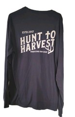 Hunt to Harvest Large Blue Long Sleeve Cotton T-shirt Large Pocket