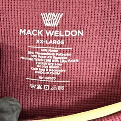 Mack Weldon Henley Shirt Mens Size XXL Maroon Long Sleeve Thermal Crew Neck