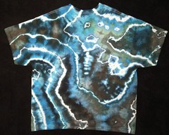 Electric Blue, Teal, Sage & Black Geode Ice Dye Tie Dye Unisex T Shirt ~ Sz 2XL