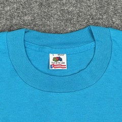 Vintage Fruit of the Loom Shirt Mens Large Teal Blue Single Stitch USA 1990s