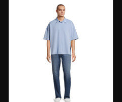 Men’s No Boundaries Oversize French Terry Polo Shirt XSMALL Chambray NEW