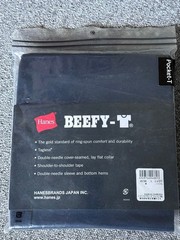 Hanes BEEFY-T Crew Neck T-Shirt Navy Blue Size L