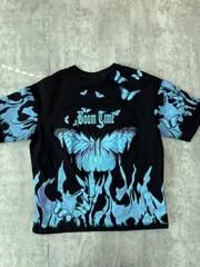 Shaka Active T-SHIRT L Vintage 90s Y2k Kingdom Graphic Butterfly Blue M