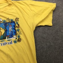 Vintage Carnival Shirt Mens 2XL Yellow Fun Ships Lighthouse Fish Graphic 90s Tee