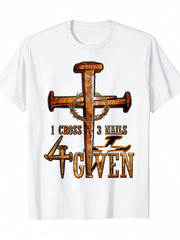 Men’S Christian “1 Cross 3 Nails 4 Giving” Pattern T-Shirt – 100% Pure