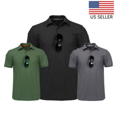 Men’s Tactical Polo T-Shirt Quick Dry Combat Short Sleeve Team Work Casual Shirt