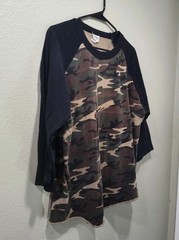 Shaka Active Camouflage T-shirt XL Mid Length Sleeves Green Cotton