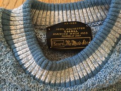 VTG 60s Ban Lon Textured Mod Shirt by Sears, Heathered Blue, Small, Atomic Age