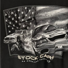 VTG Y2K Stock Cars Graphic T Shirt Mens Sz XL Black Racing USA Nascar