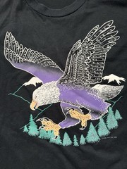 Vintage Jerzees 1990 Single Stitch T Shirt Eagle Puff Print Mens Large 42-44 USA