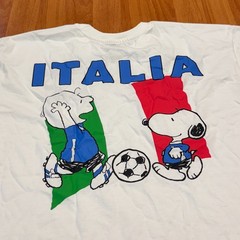Snoopy Italia Futbol Soccer World Cup Embroidered White T-Shirt New Men’s SZ L