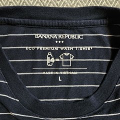Banana Republic T Shirt Mens Large Blue Striped Short Sleeve Crew Neck Casual