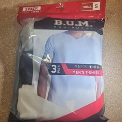 NEW Vneck Tshirt 3 Pack White Small B.U.M. Equipment Neutral Colors COTTON Nice