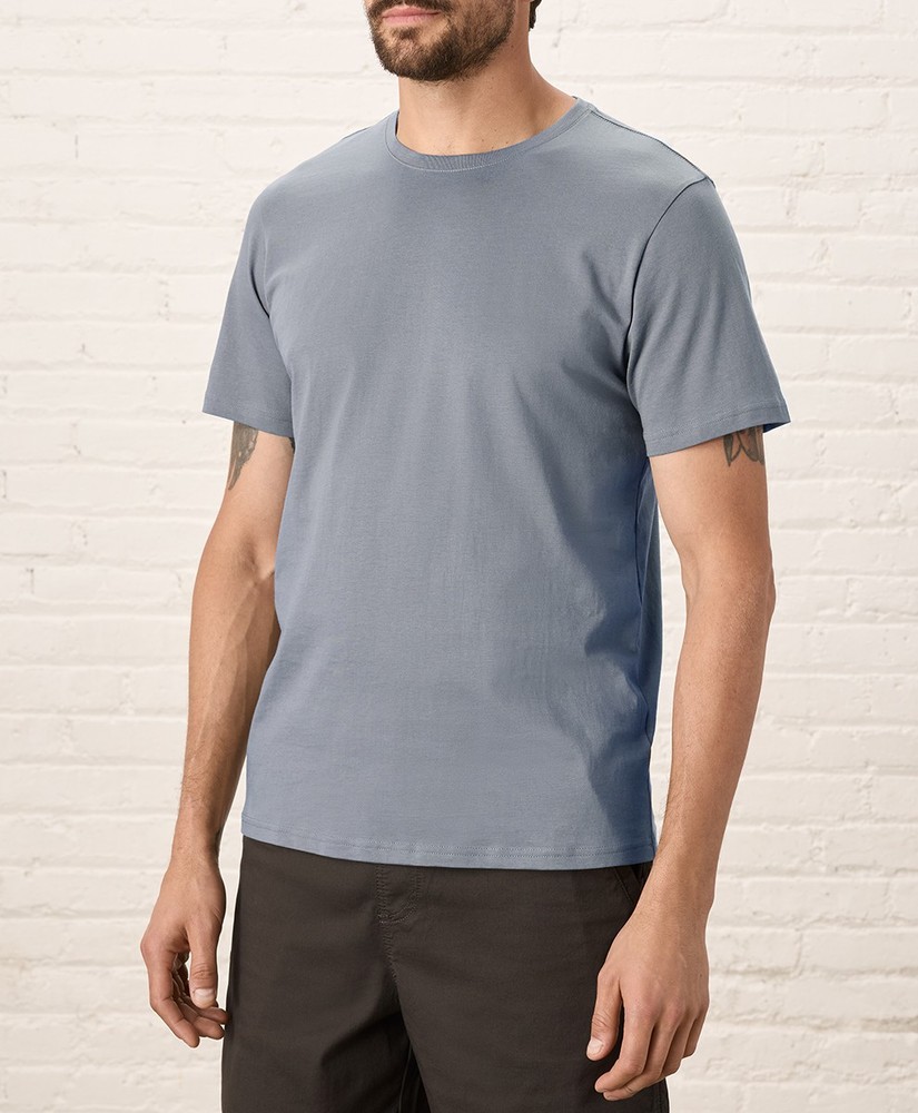 Pact Men’s Softspun Essential Crewneck Tee Small Smoke Blue Shirt Top