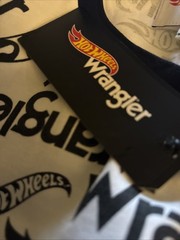 Wrangler Hot Wheels Tee Men Large L Large Black White All Over Print Logo Cotton
