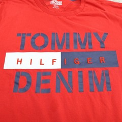 Tommy Hilfiger Denim Men’s Graphic T-Shirt XL Red Logo Tee (see photo for flaw)