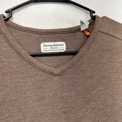 Tommy Bahama V Neck Shirt Medium Brown Long Sleeve Mens Poly Cotton Blend