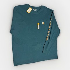 NWT Carhartt K231 Loose Fit Heavyweight Long Sleeve Logo Tee Men XL Teal