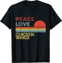 Peace Love Chicken Wings Retro Vintage T-Shirt