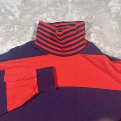 VINTAGE 80s American Eagle Long Sleeve Rugby Red/Blue Striped Turtleneck Mens XL