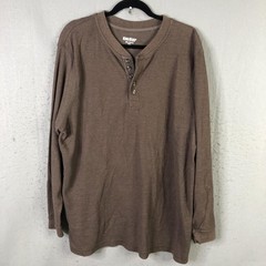KingSize Thermal Waffle Henley Shirt Mens Big 2X Brown Long Sleeve Casual