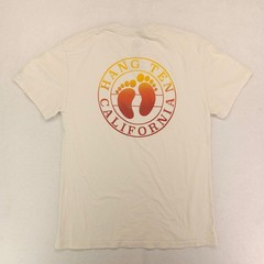 Hang Ten Casual Short Sleeve Crew Neck T-Shirt Mens Size Medium M Off White