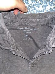 Calvin Klein Jeans Short Sleeve V-Neck Collared Shirt Dark Gray Speckle