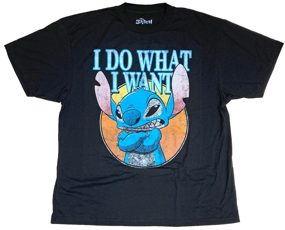 Disney Stitch I Do What I Want Men’s Black Big & Tall T-Shirt New