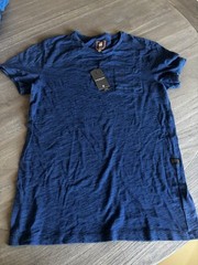 G-Star RAW Mens Evin Round Neck T-Shirt MEDIUM Blue Patch Pocket Straight Hem