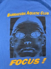 VINTAGE TYR BAC Swimming Shirt Mens Medium Blue Barracuda Aquatic Club Tee 90s