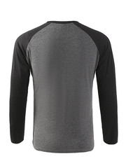 Mens Contrast Baseball Long Sleeve T Shirt Casual Top 100% POLYSTER 4 Colours UK