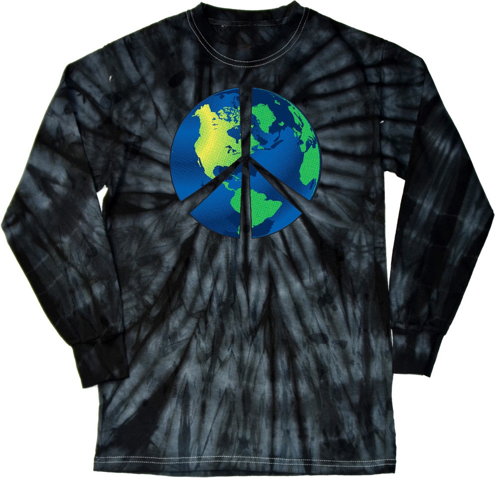 Buy Cool Shirts Peace Sign T-shirt Blue Earth Long Sleeve Tie Dye