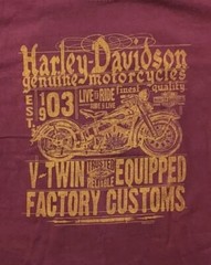 Vtg Harley Davidson T-Shirt Men L V-Twin Mile High Aurora CO Maroon Graphic 2015