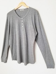 Buck Mason Men’s L Vintage Tri-Blend Long Sleeve Henley Shirt Top Heathered Gray