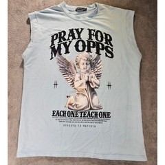 Streetz Iz Watchin Pray For My Opps Angel Muscle Tee Light Blue Small