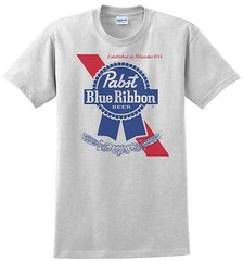 Pabst Blue Ribbon Beer T-shirt.Gray,Khaki,White,Yellow. S-XXXL Free Ship to USA