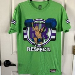 WWE Wrestling Authentic Respect Lime Green Never Give Up Graphic T-Shirt Sz Med