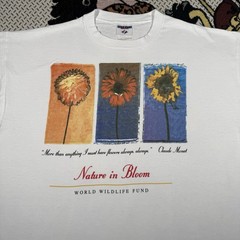 Vintage Claude Monet Shirt Size XL White Nature In Bloom Flowers Rare 90s