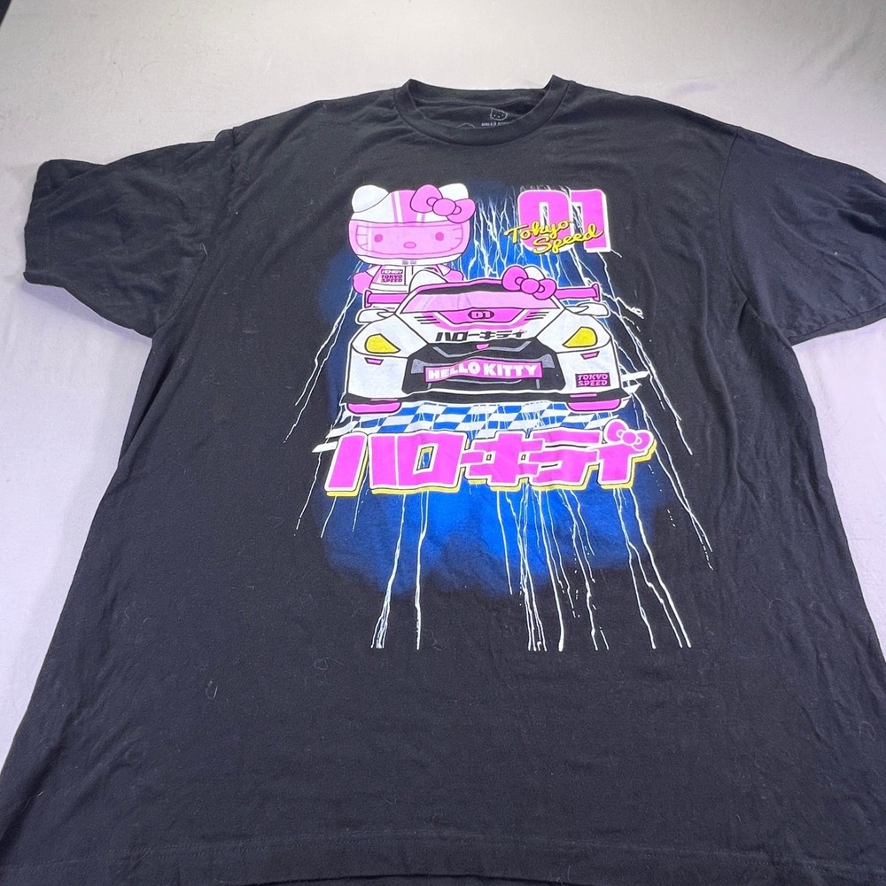 Hello Kitty Tokyo Speed Racing Graphic T-Shirt Black 2XL Sanrio JDM Style Tee