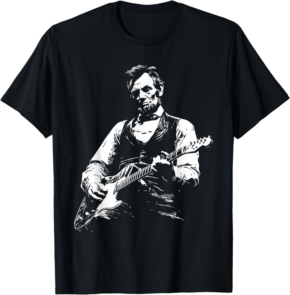 President Abraham Lincoln Playing Guitar Abe Lincoln Unisex T-Shirt, Gildan 5000