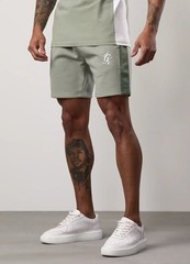 Gym King Contrast Panel Shorts – Fern Green/Soft Khaki/White