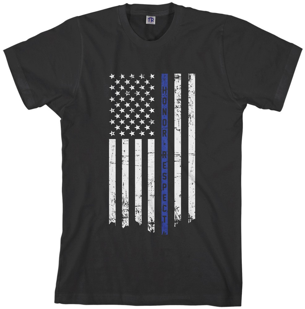 Threadrock Men’s Honor Respect Thin Blue Line Flag T-shirt