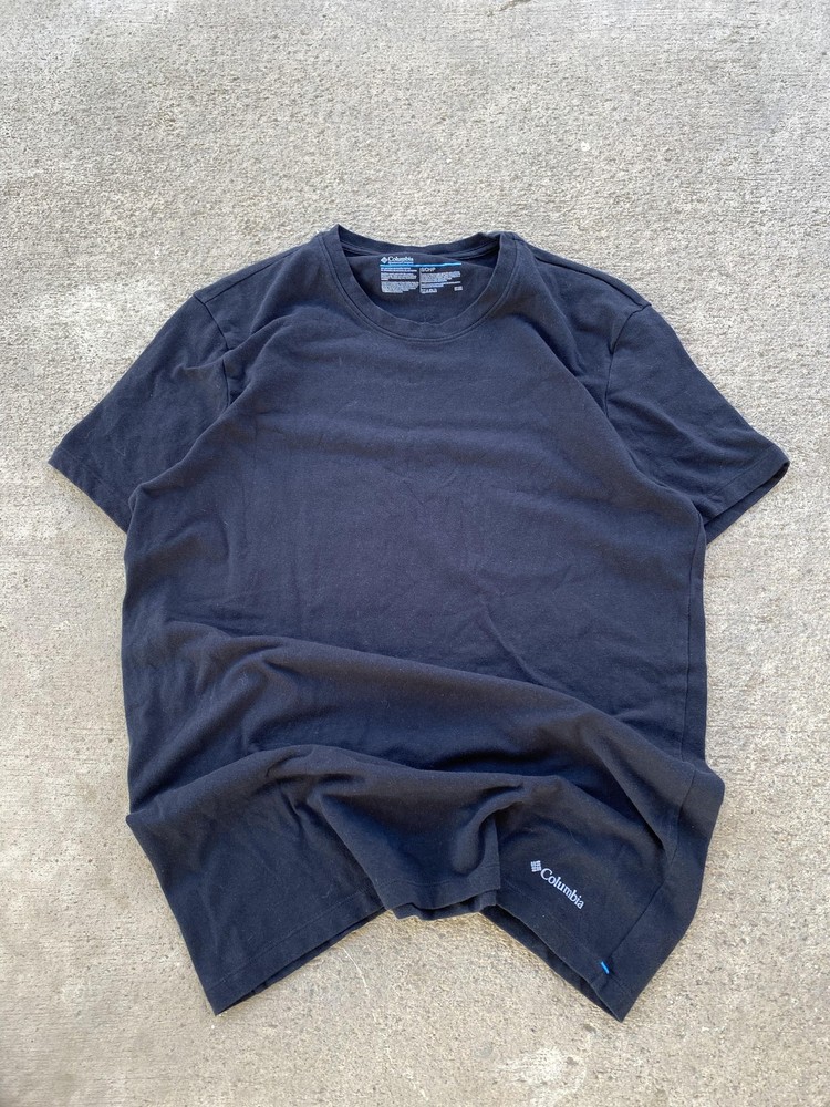 Columbia Shirt Mens Womens Uni Small Black Stretch Crewneck Cotton Casual Vintag