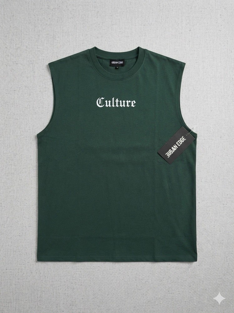 Urban Edge Culture Sleeveless T-Shirt Green Graphic Tank Top Men’s Size L NWT